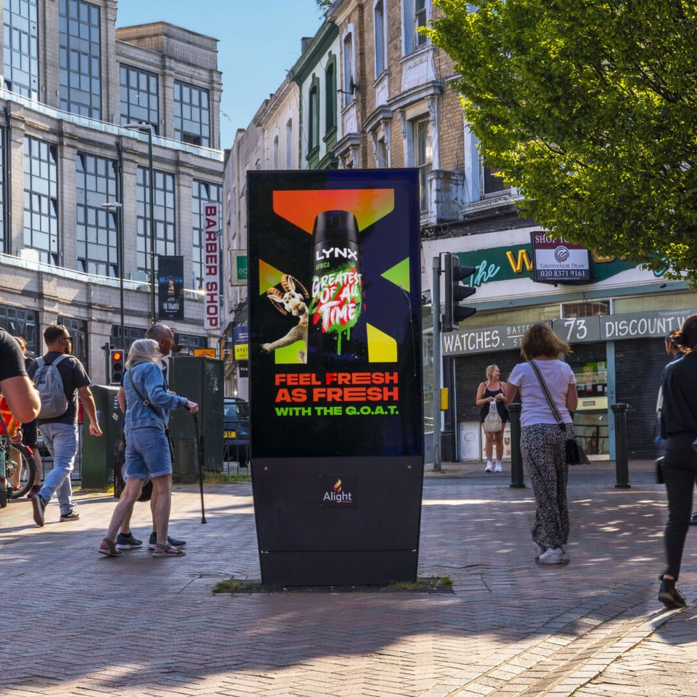 A digital street screen on a high street in Bournemouth